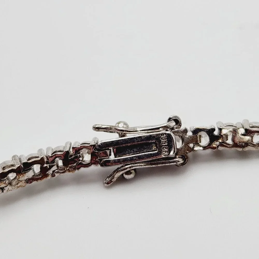 Sun BR Ruby and CZ Sparkly Heart Love Silver Plated Tennis Bracelet